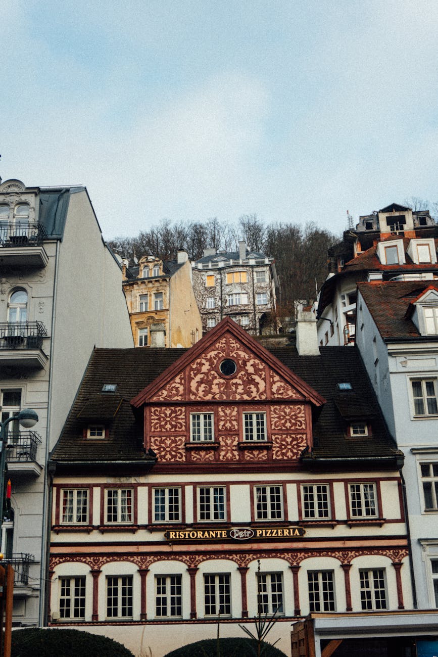 Historical European buildings with intricate designs in a picturesque cityscape.